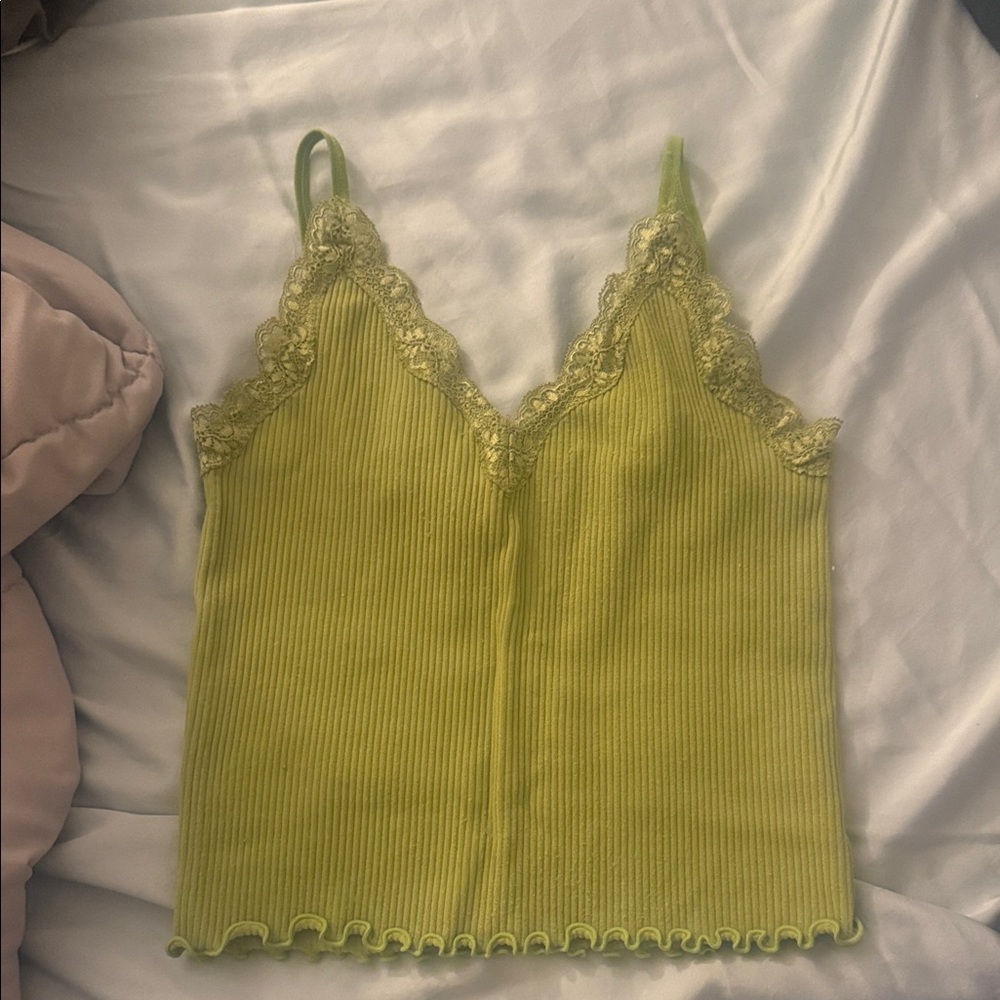 Active USA Lime Lace Trim Camisole
